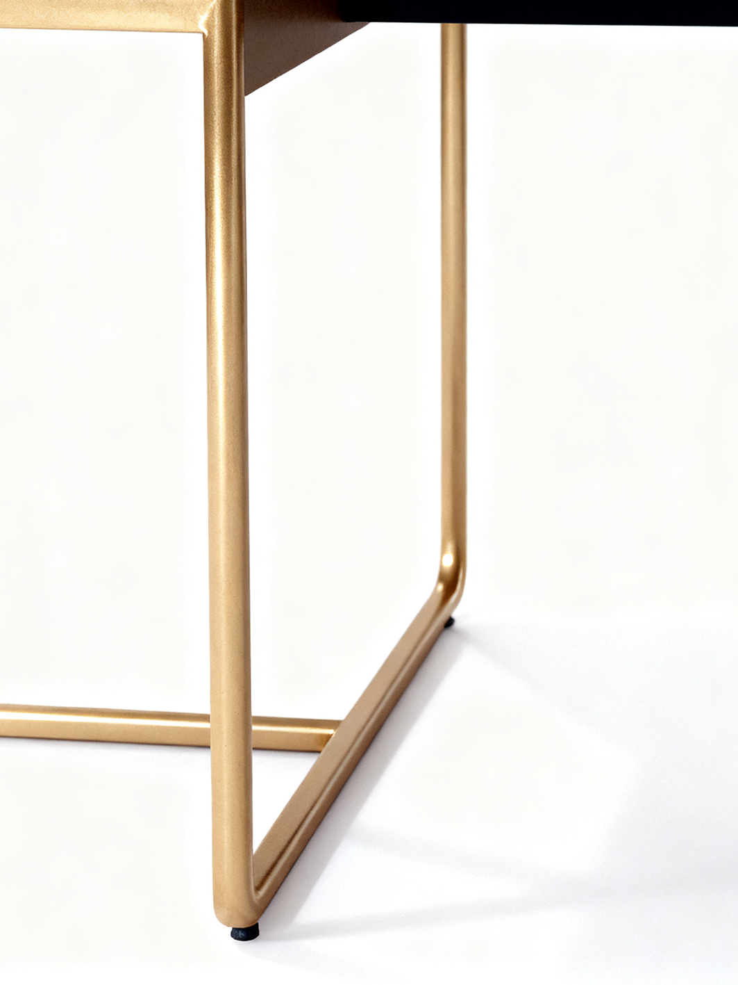 CASSA Wood Veneer Dining Table in Navy with Titanium Gold Legs