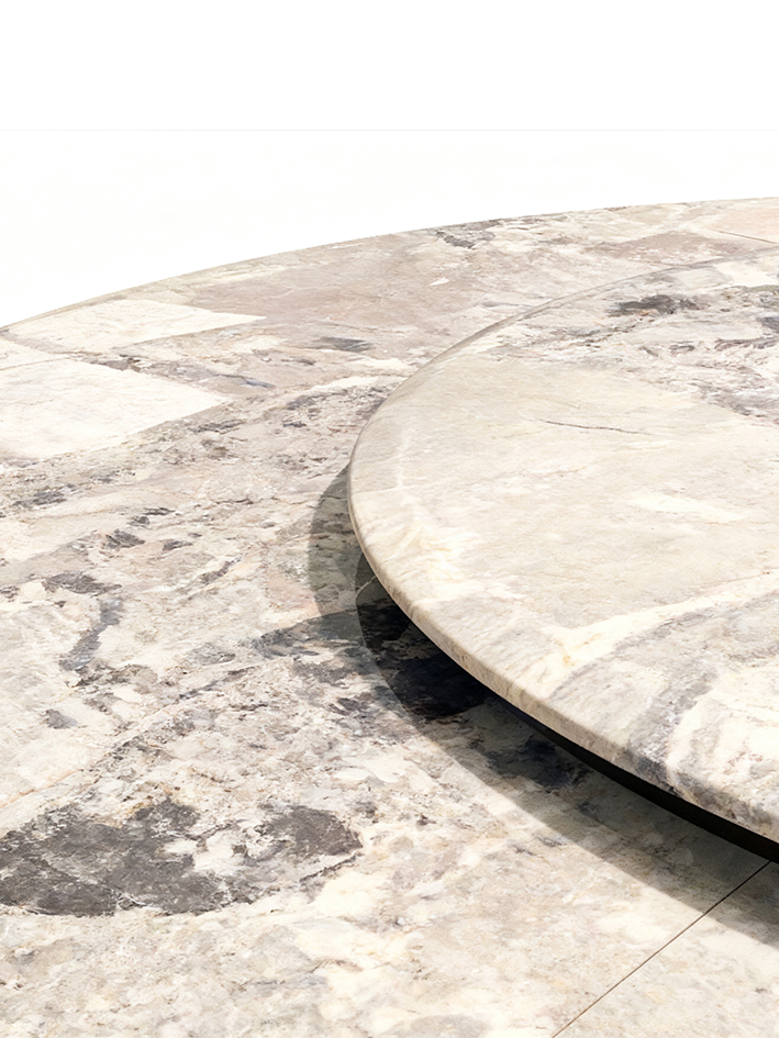 VALEN Marble Dining Table with Lazy Susan