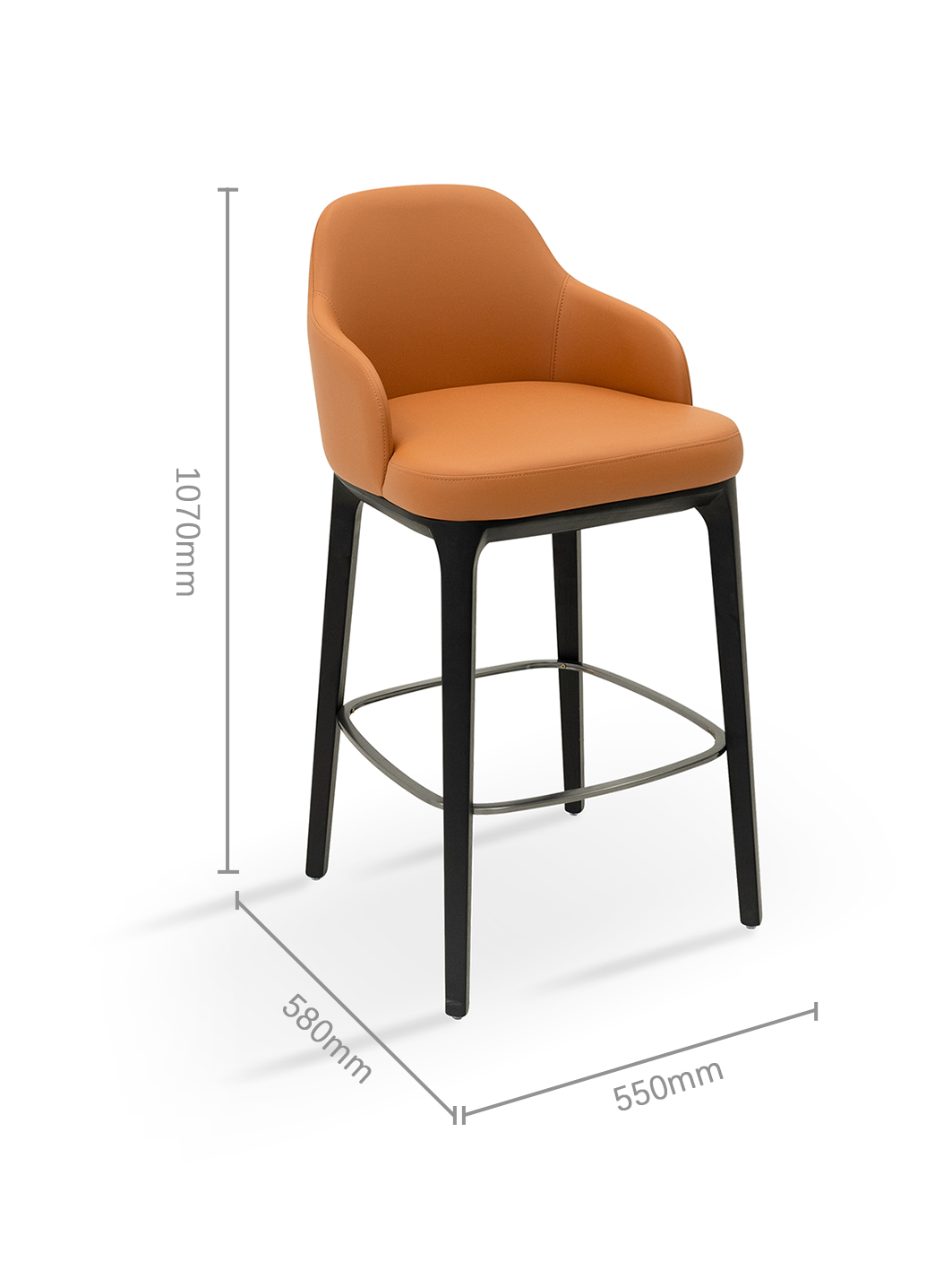 BARREL Orange Vegan Leather Bar Stool