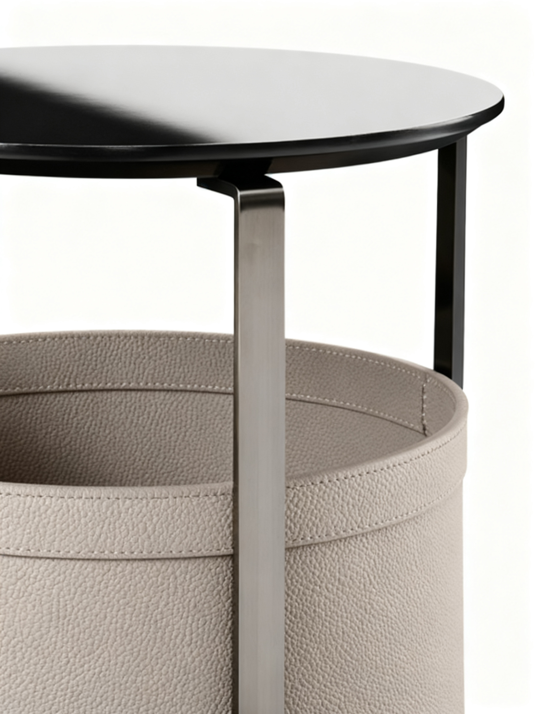PICASSO Saddle Leather Side Table with Marble Top