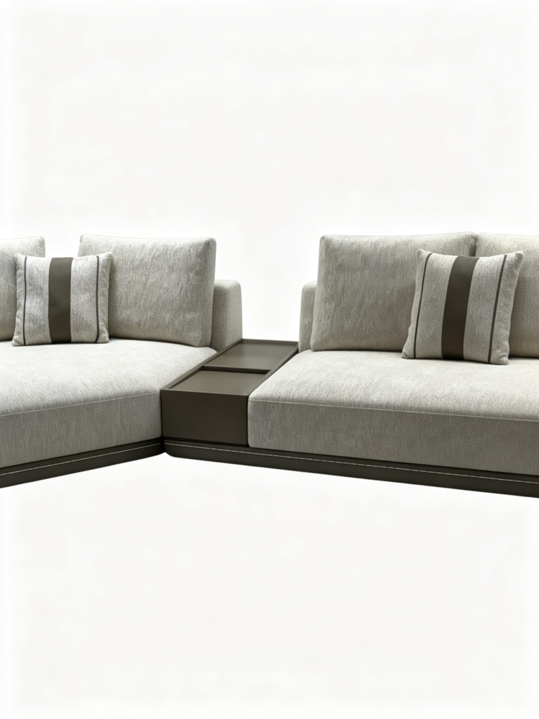 EVELLE Chenille Modular Sofa with Saddle Leather Side Table