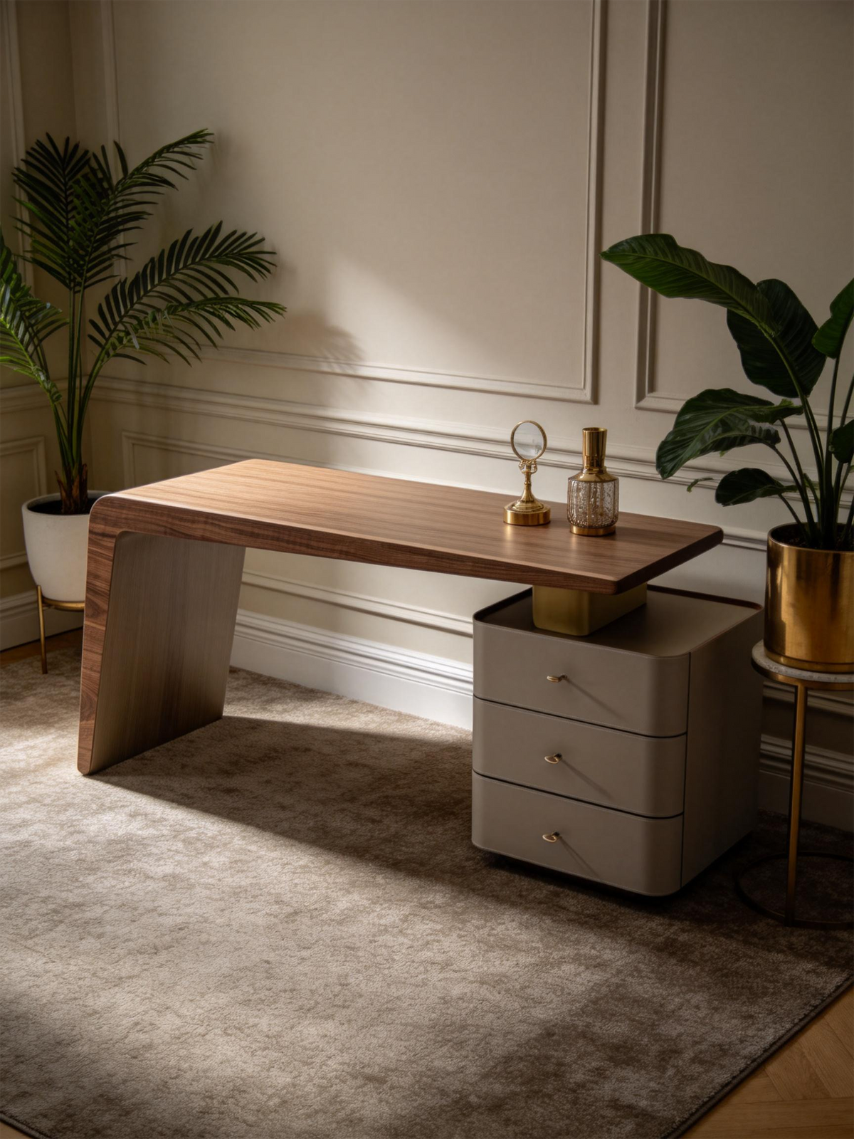 FORGE Wood & Saddle Leather Executive Desk