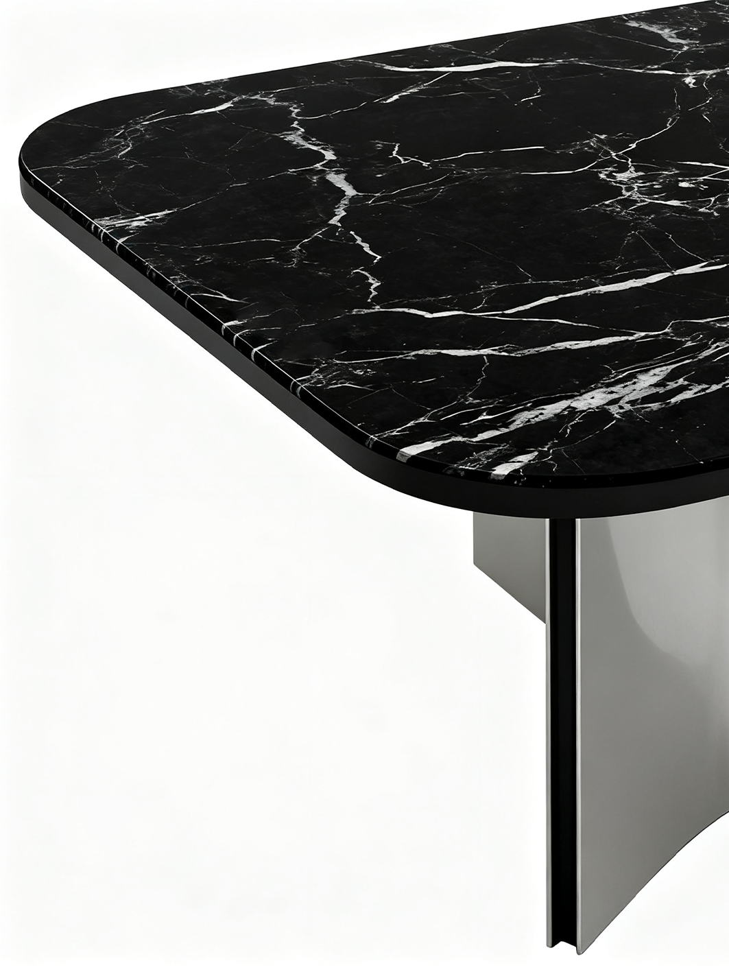 NERO Marquina Marble Dining Table with Titanium Legs
