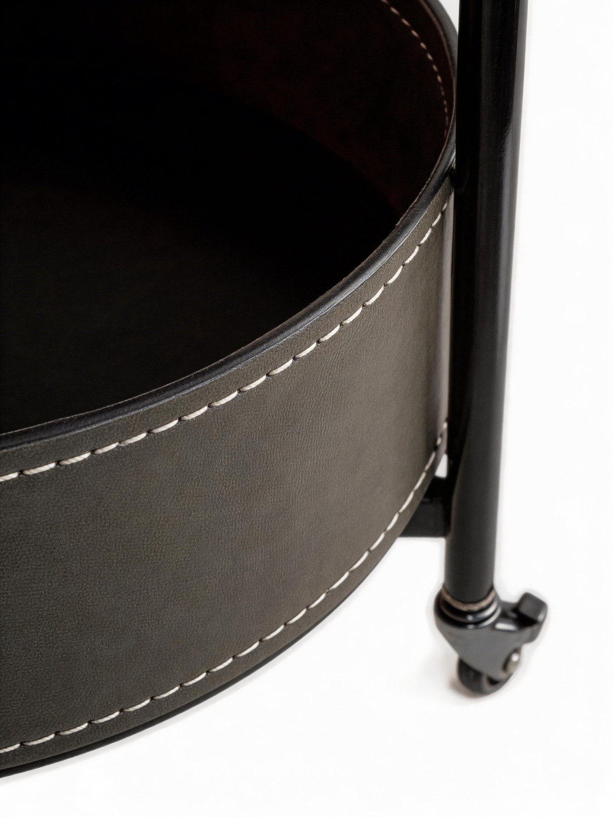 ROLLA Saddle Leather Bar Cart Side Table