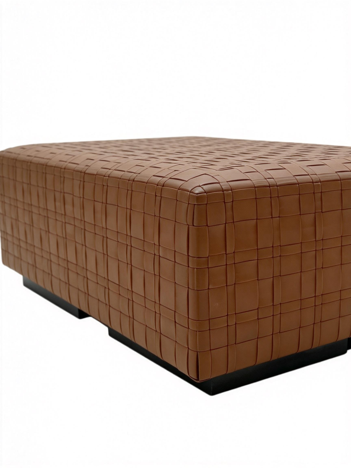 LOREN Woven Leather Large Square Ottoman