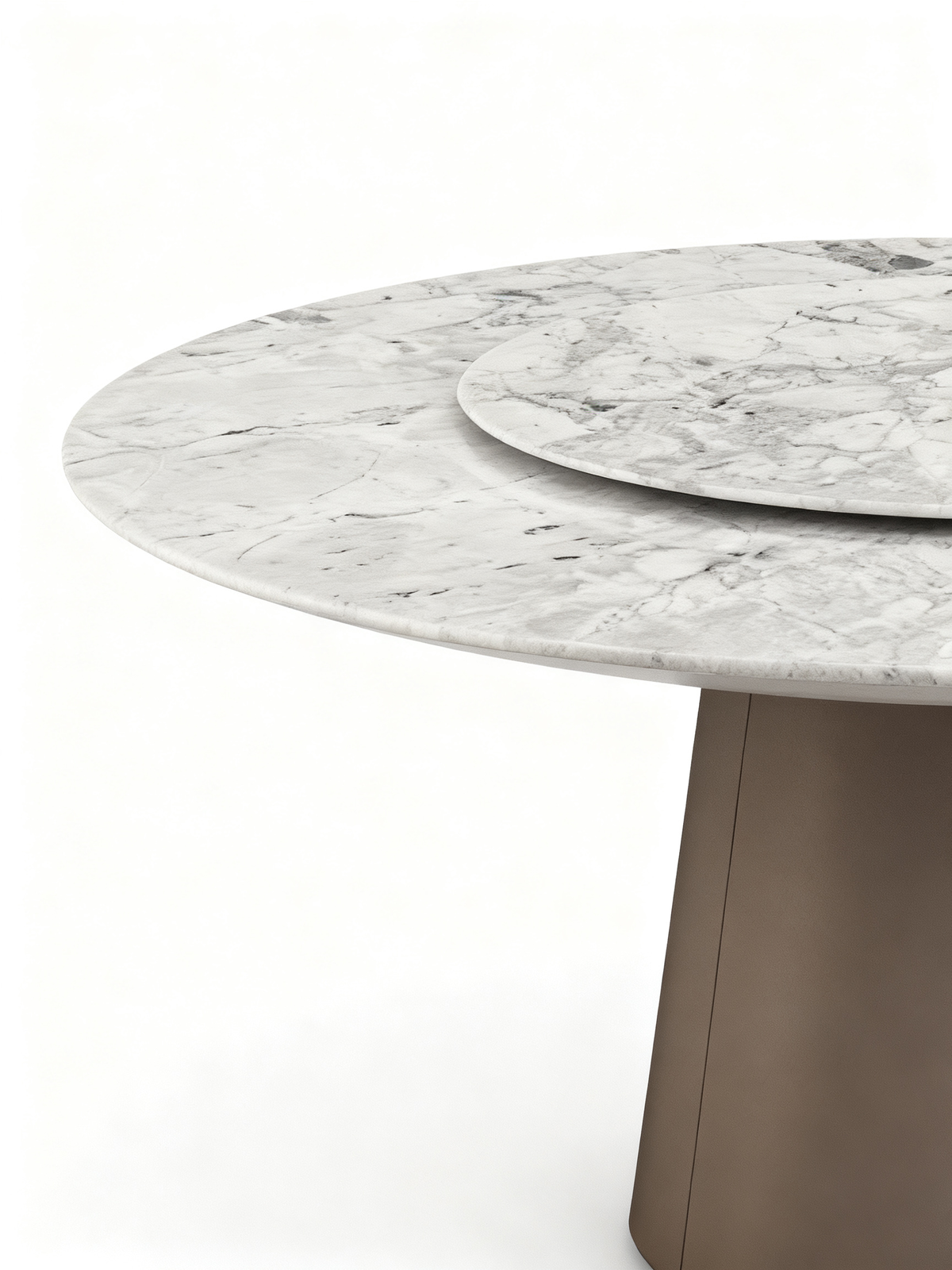 SOREN Grey Marble Round Dining Table with Lazy Susan