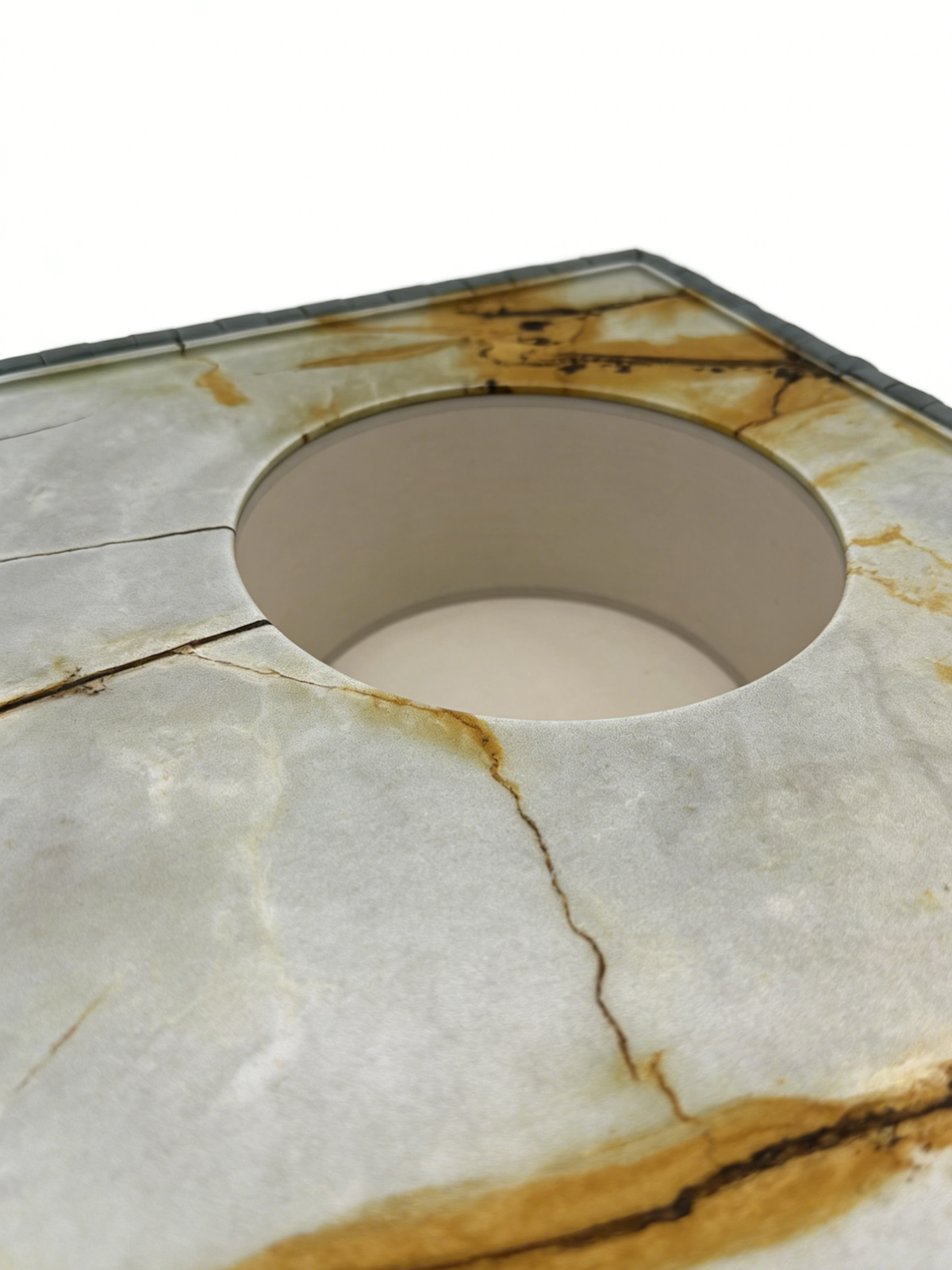 ROMA Marble-Top Woven Leather Coffee Table