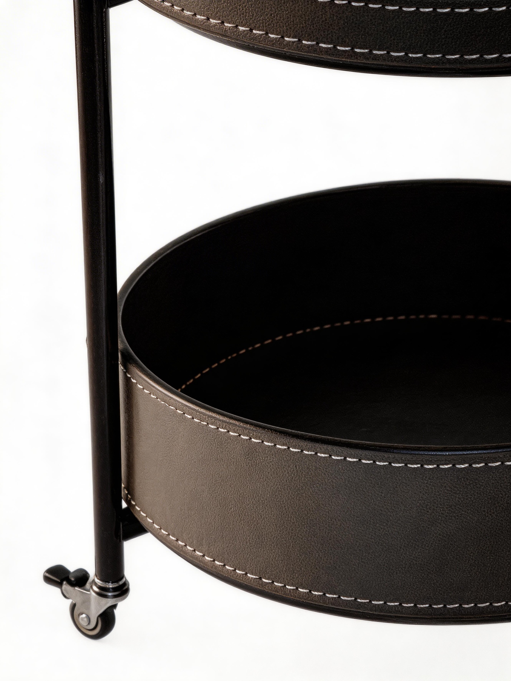 ROLLA Saddle Leather Bar Cart Side Table