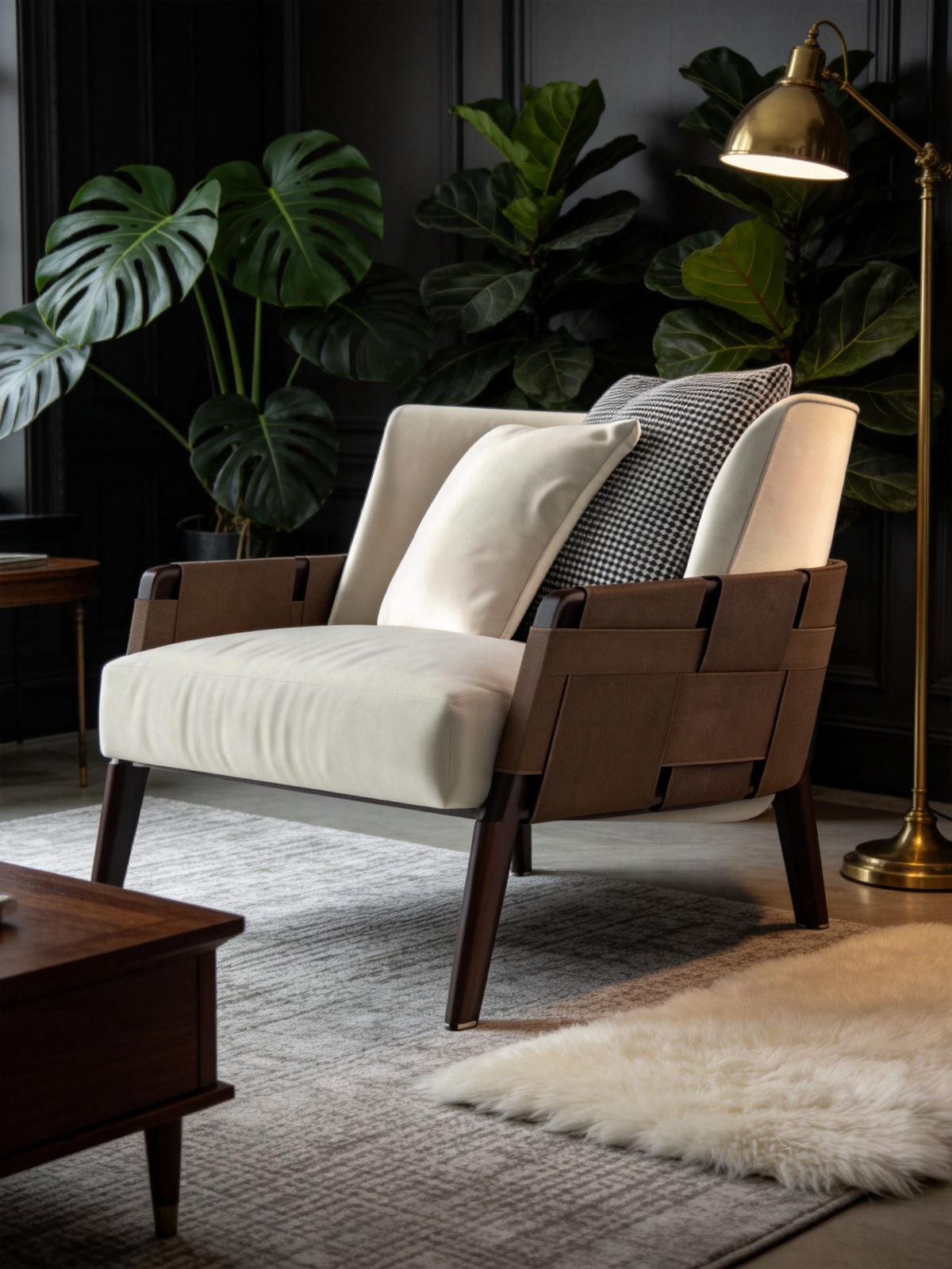 RAVEL Woven Saddle Leather Lounge Chair