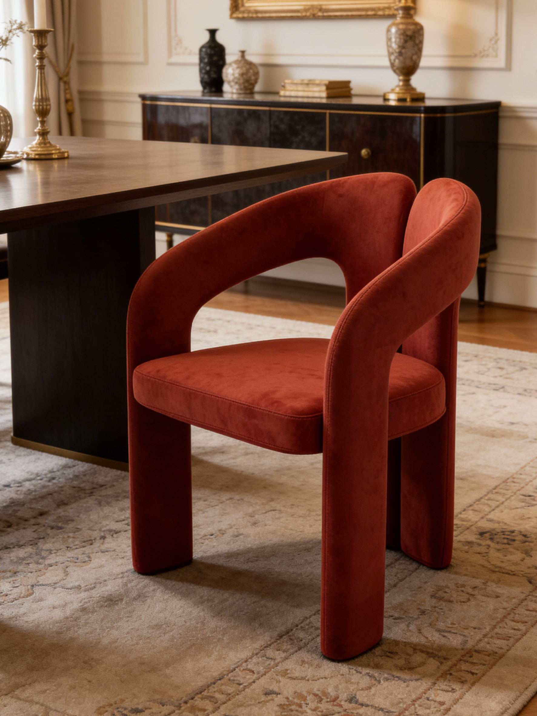 ARCH Terracotta Sculpted Fabric Accent Chair