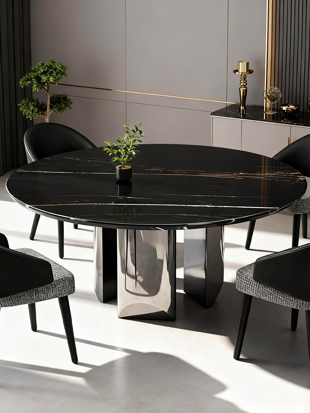 NOIR Laurent Marble Round Dining Table