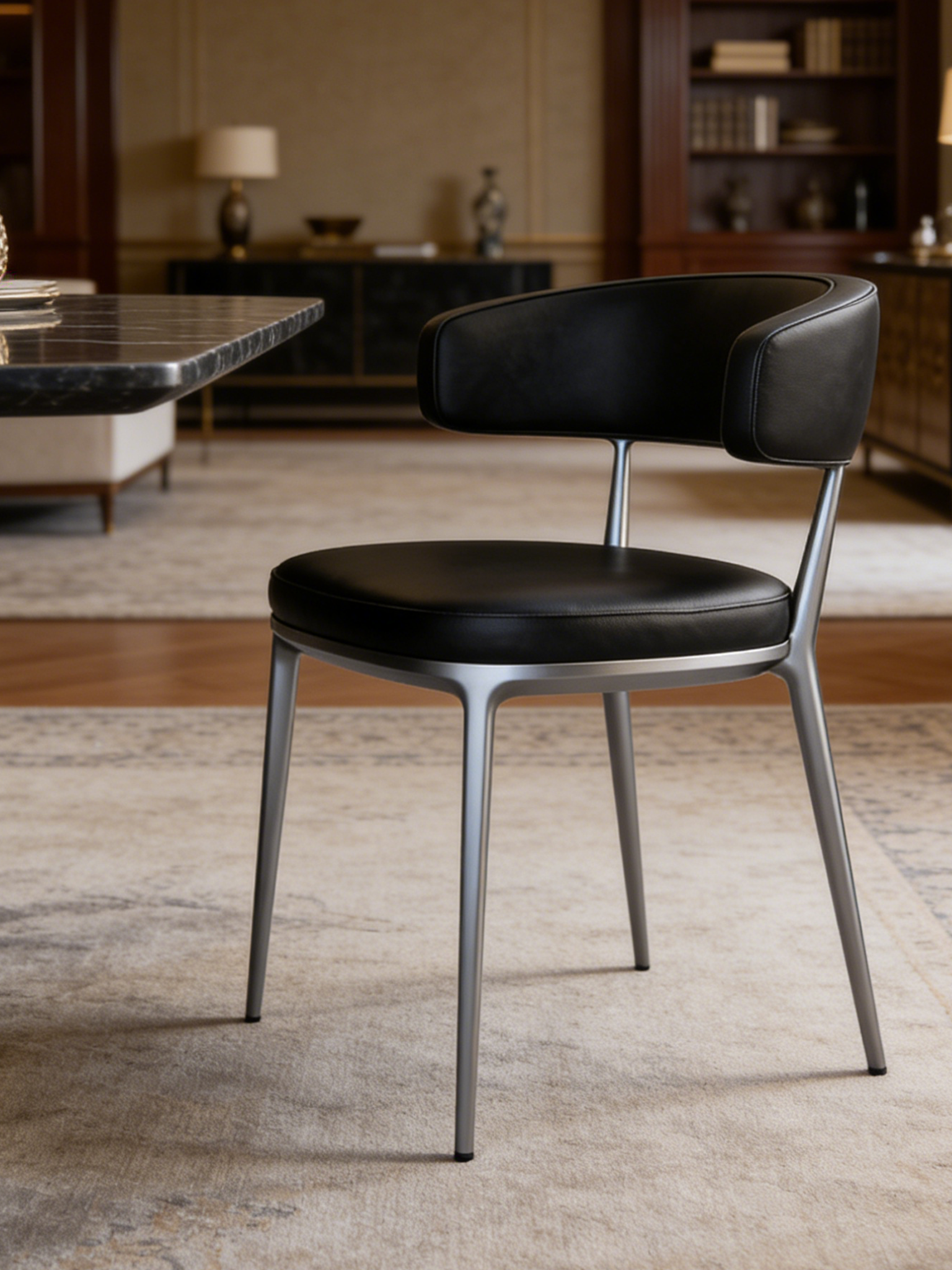 CIRCA Black Leather Dining Chair