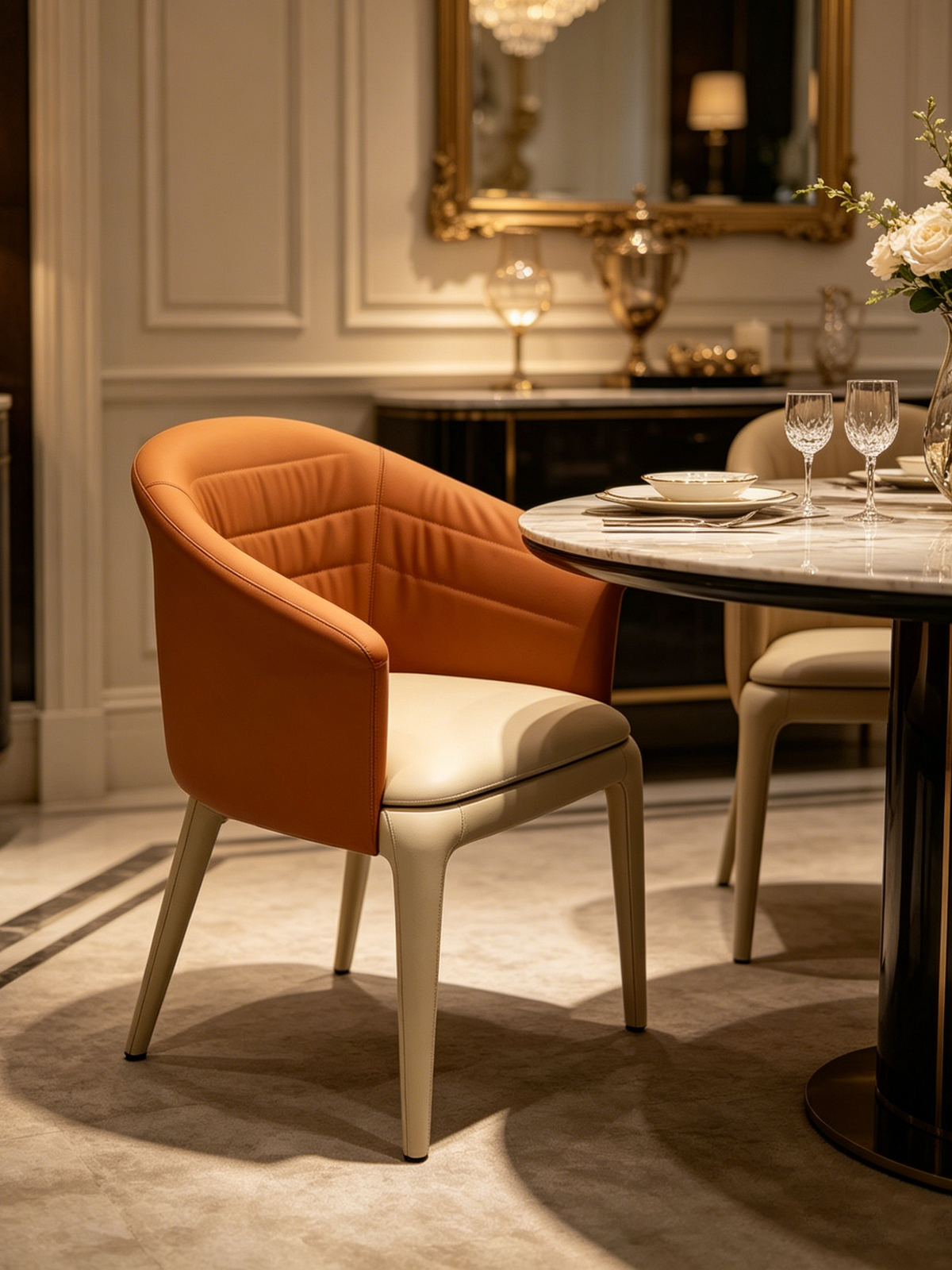 CALIA Two-Tone Leather Dining Chair