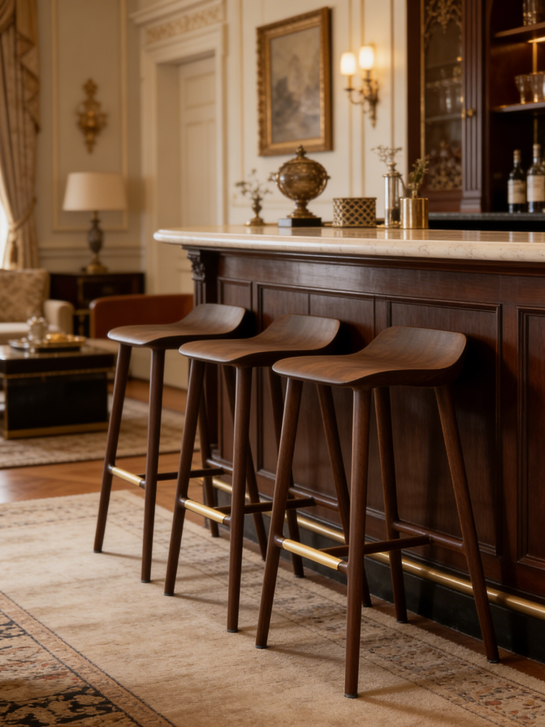 VINO Solid Black Walnut Bar Stool