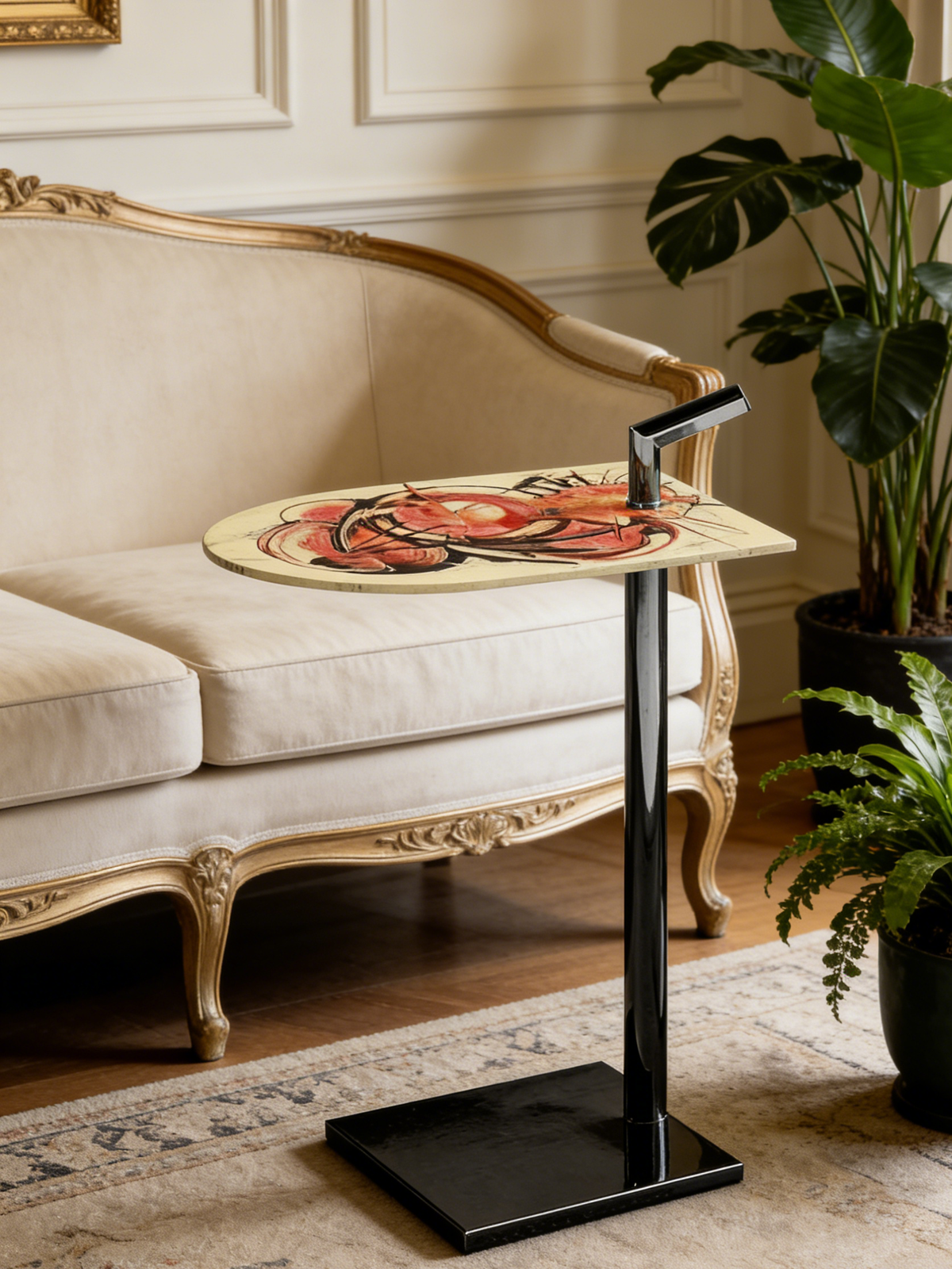 ARTE Artistic Stone & Black Titanium Side Table