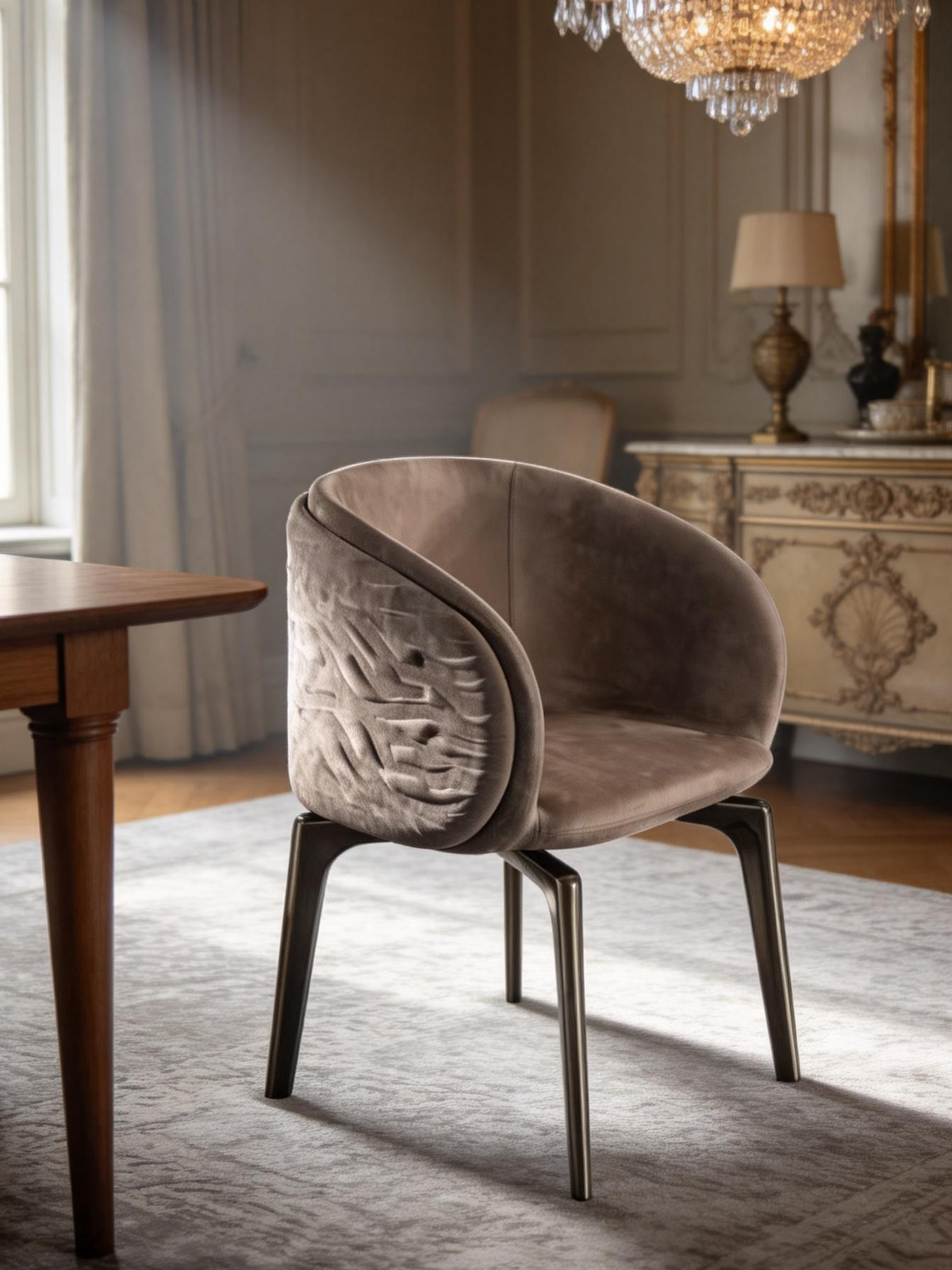 ORVIA Pleated Leather Dining Chair