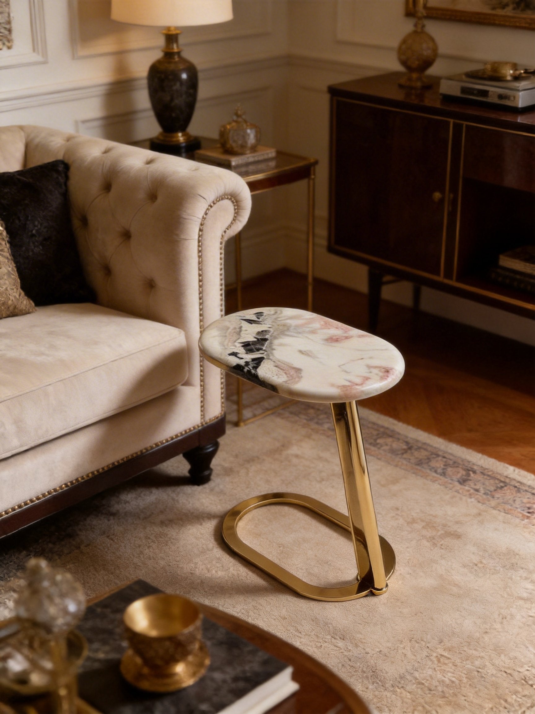 PICASSA Marble C-Shaped Side Table