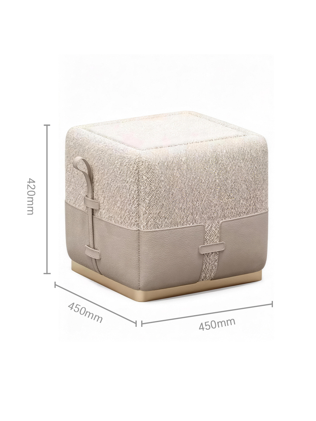MONA Saddle Leather & Fabric Cube Stool