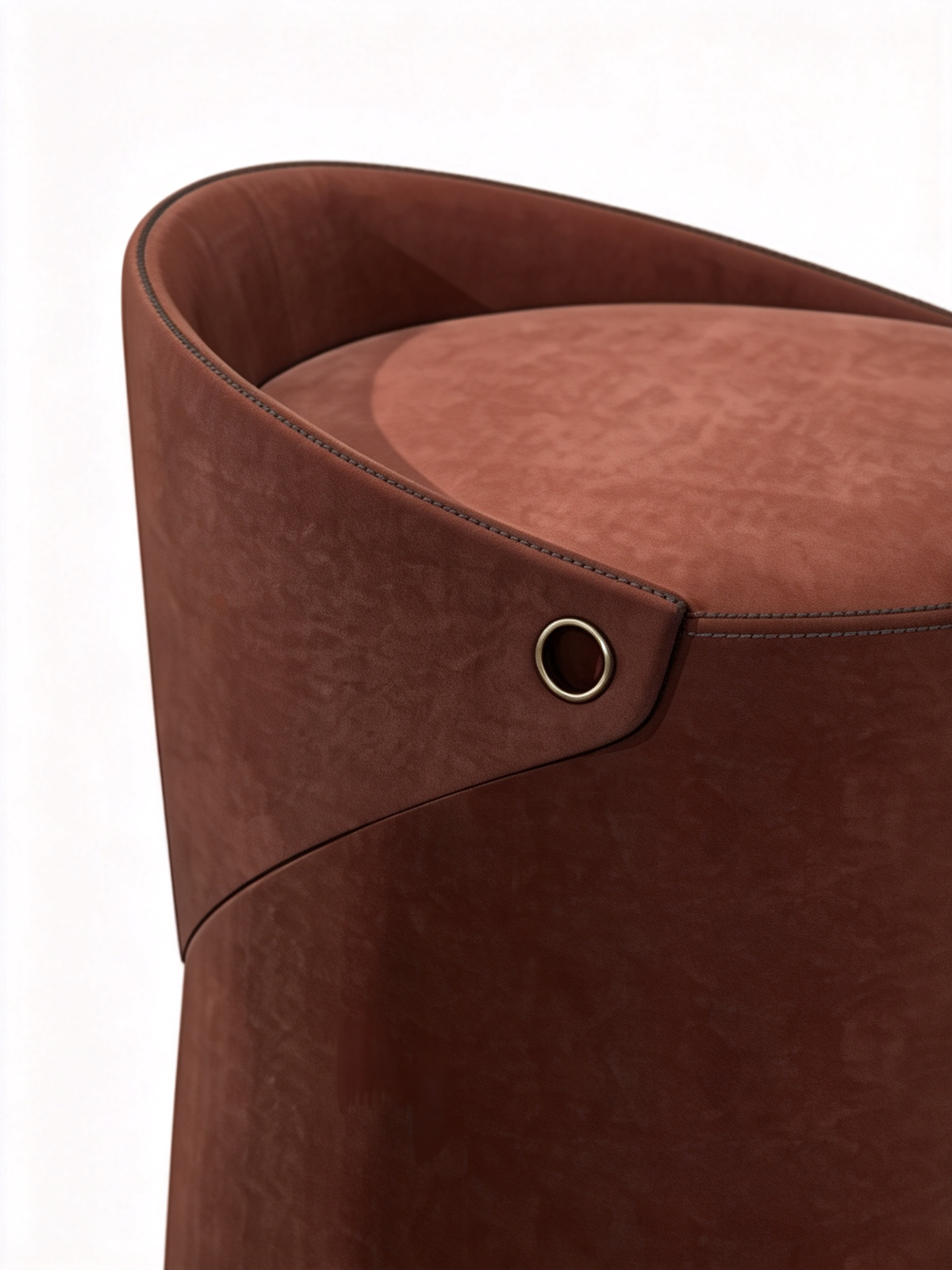 CIRCA Saddle Leather & Suede Fabric Dressing Stool
