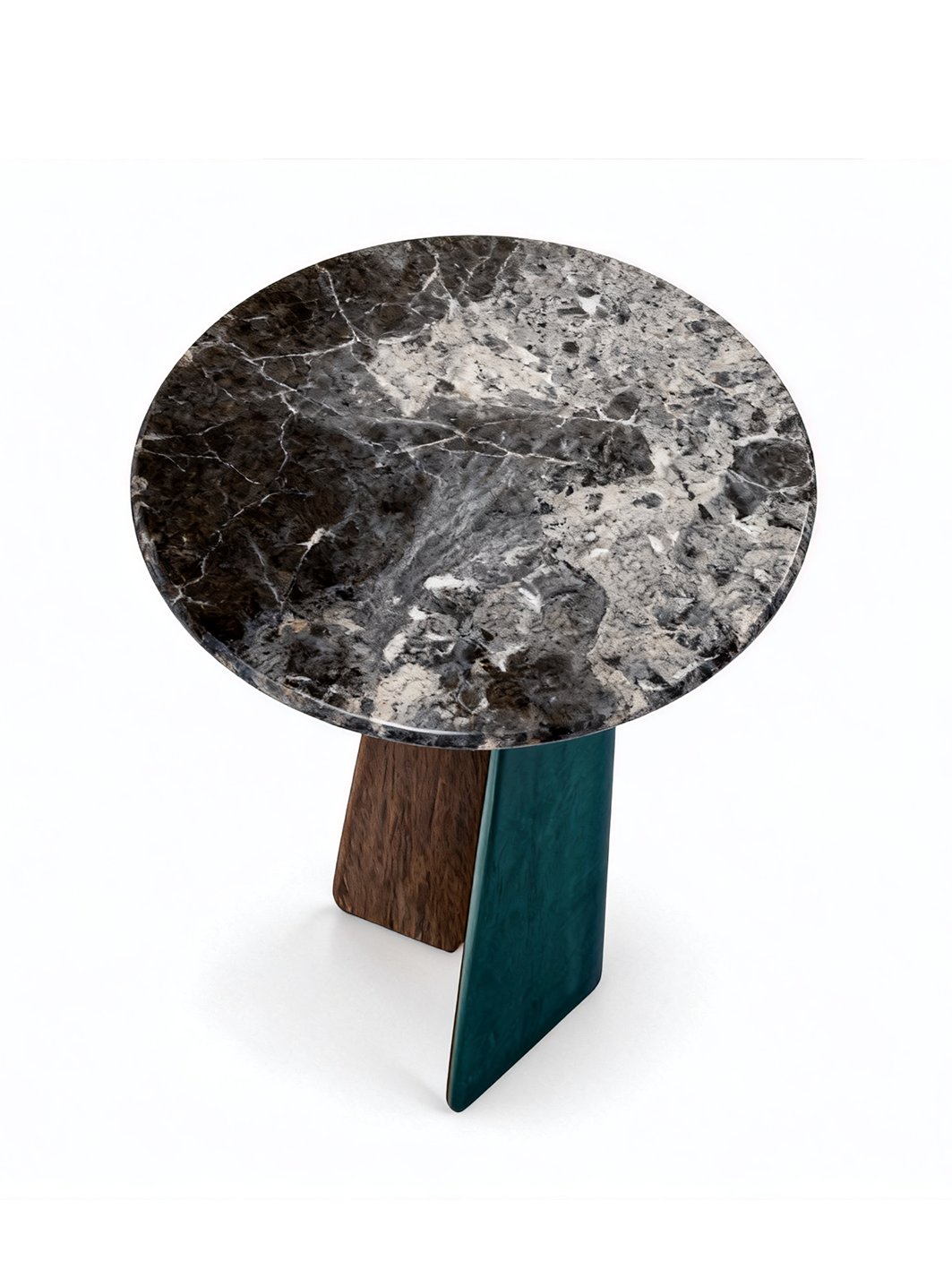MICA Charcoal Marble & Saddle Leather Side Table