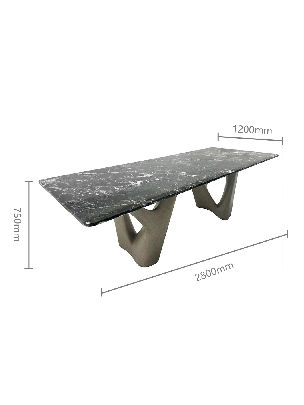 NERO Marble Dining Table with Sculptural Peanut-Shaped Legs