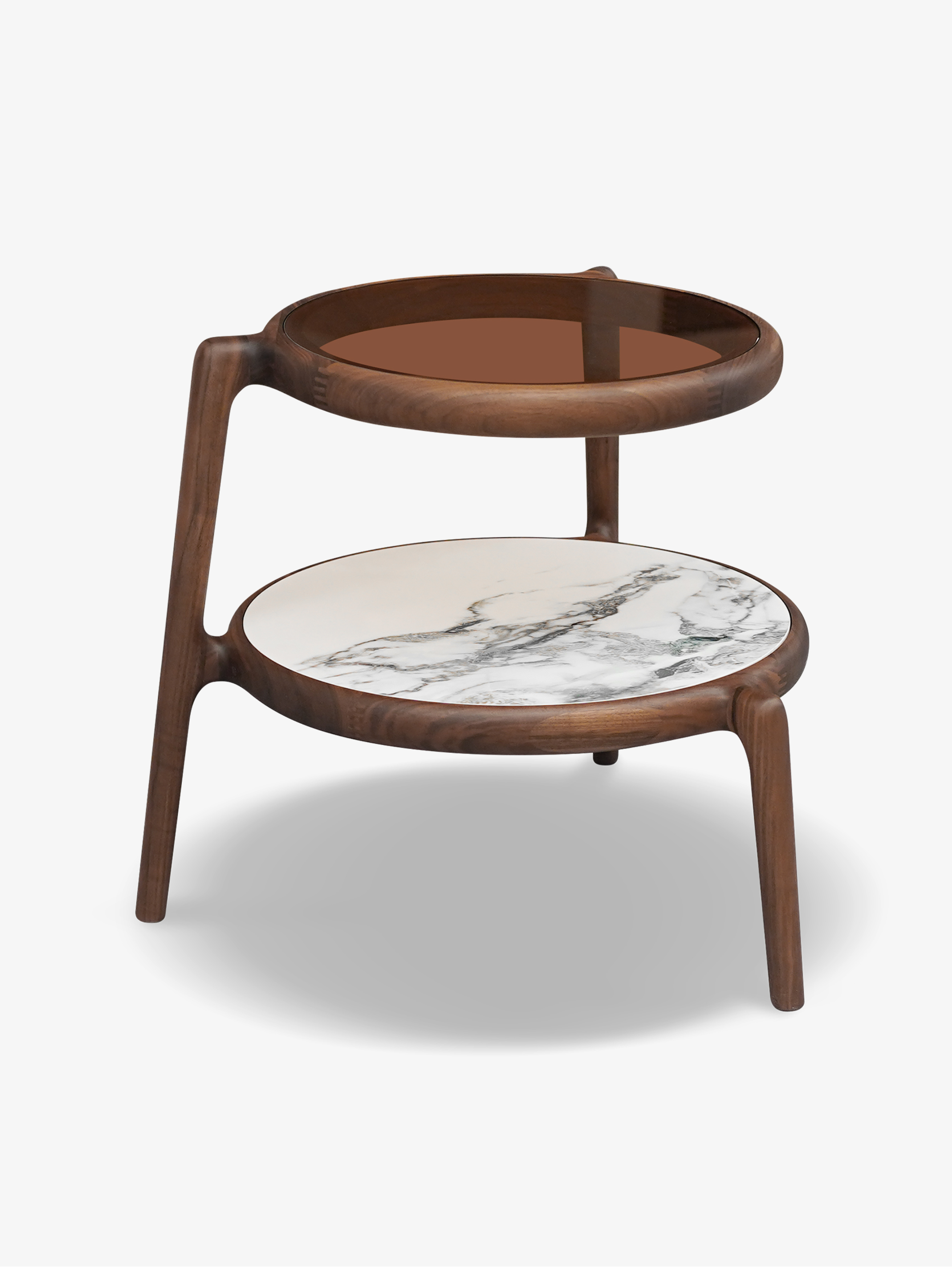 FORMA Solid Black Walnut 2-Tier Side Table