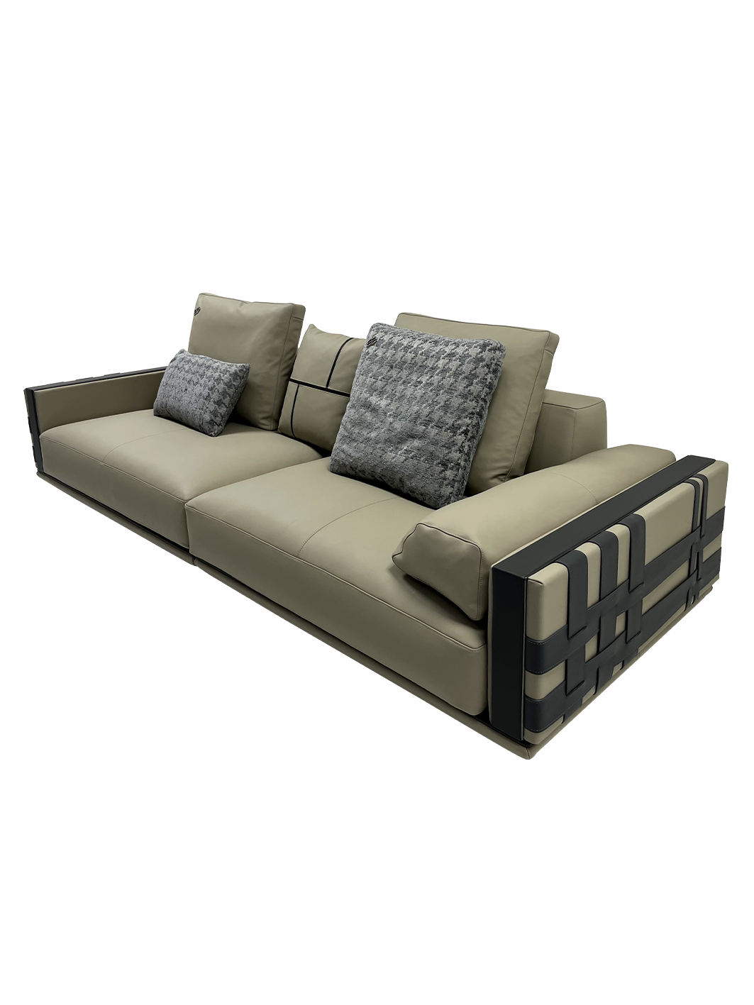 VALENZA Full-Grain Leather 4-Seater Sofa with Woven Saddle Leather Arms
