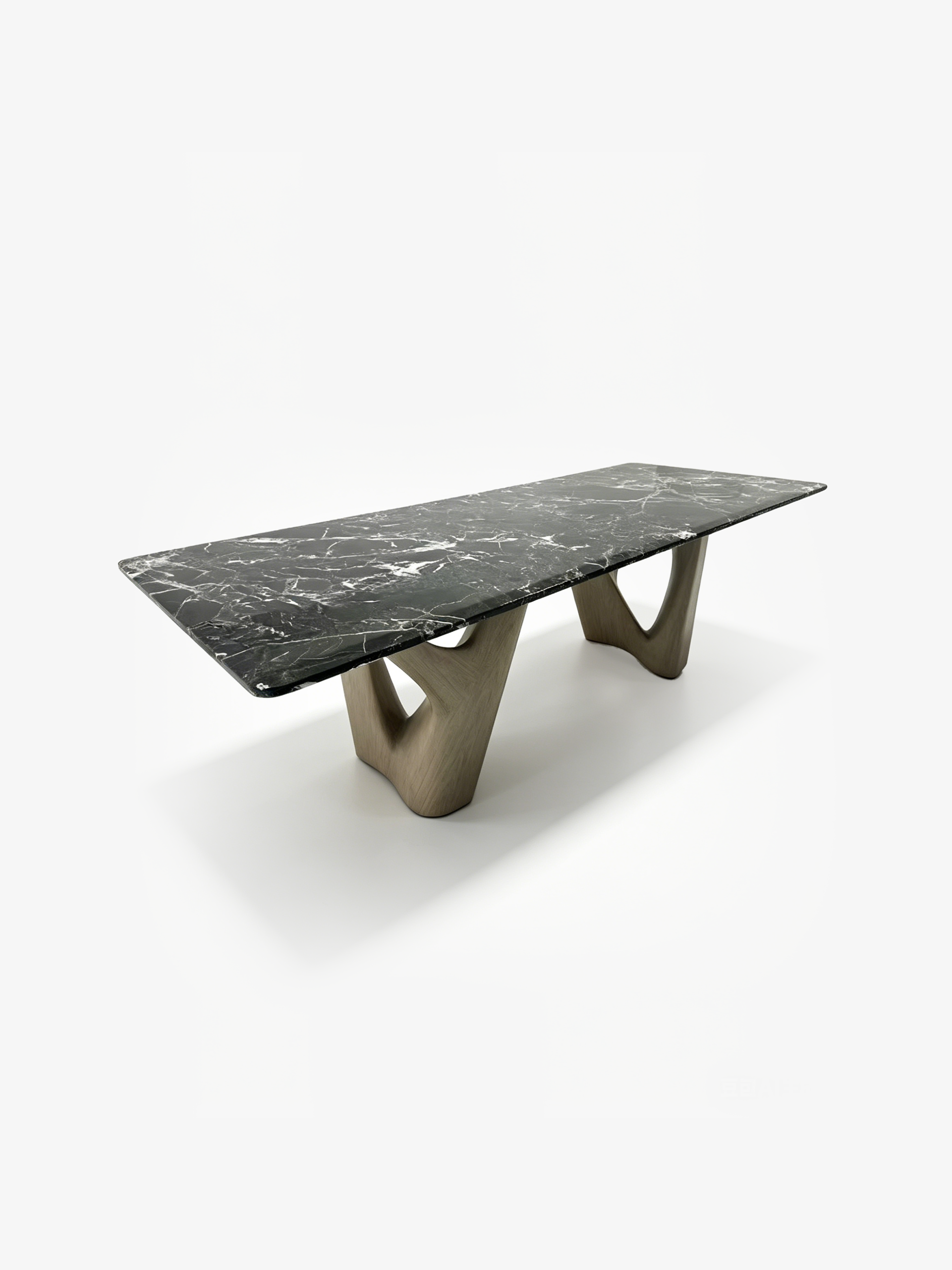 NERO Marble Dining Table with Sculptural Peanut-Shaped Legs