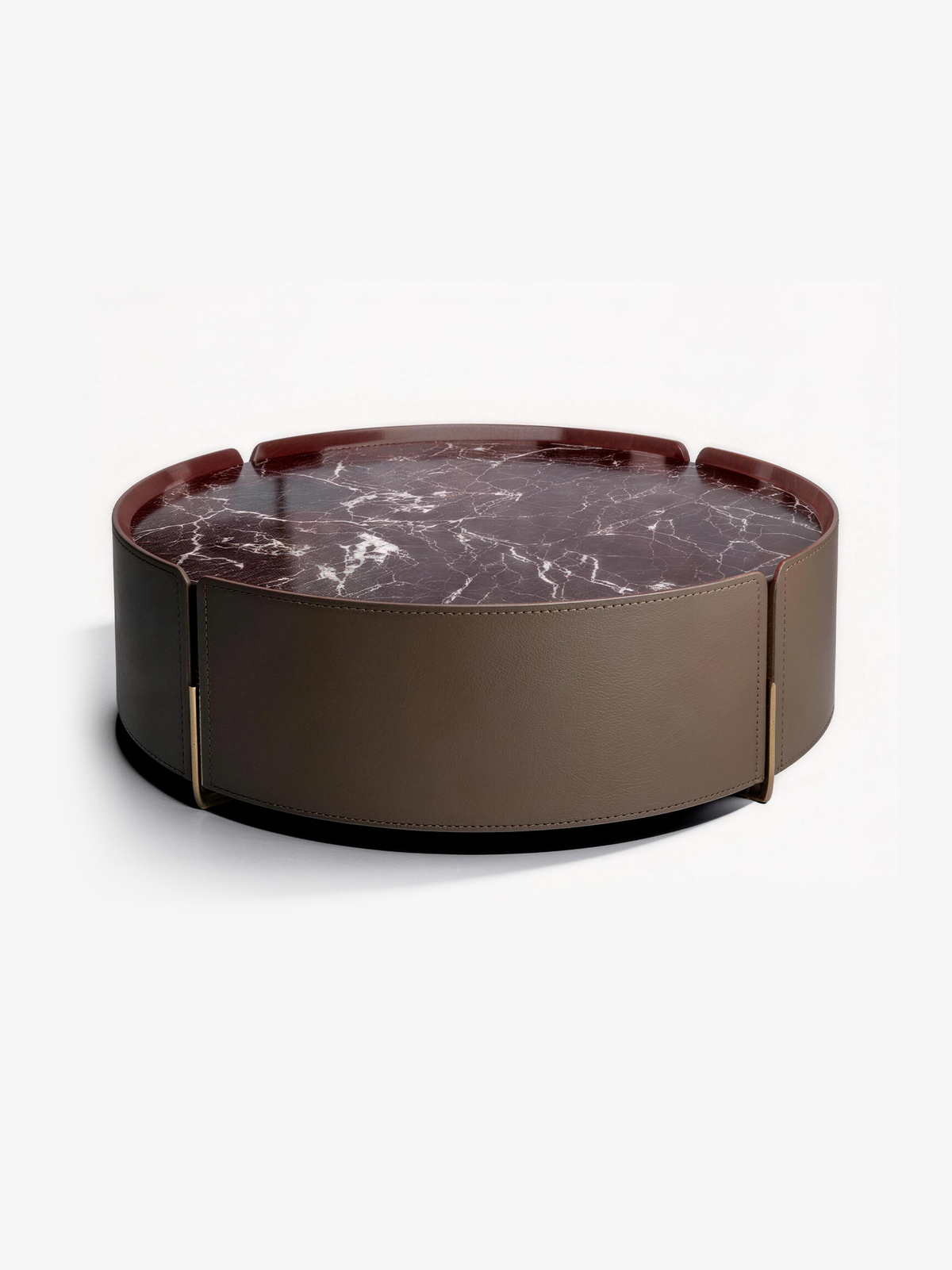 VIOLA Marble & Saddle Leather Round Coffee Table