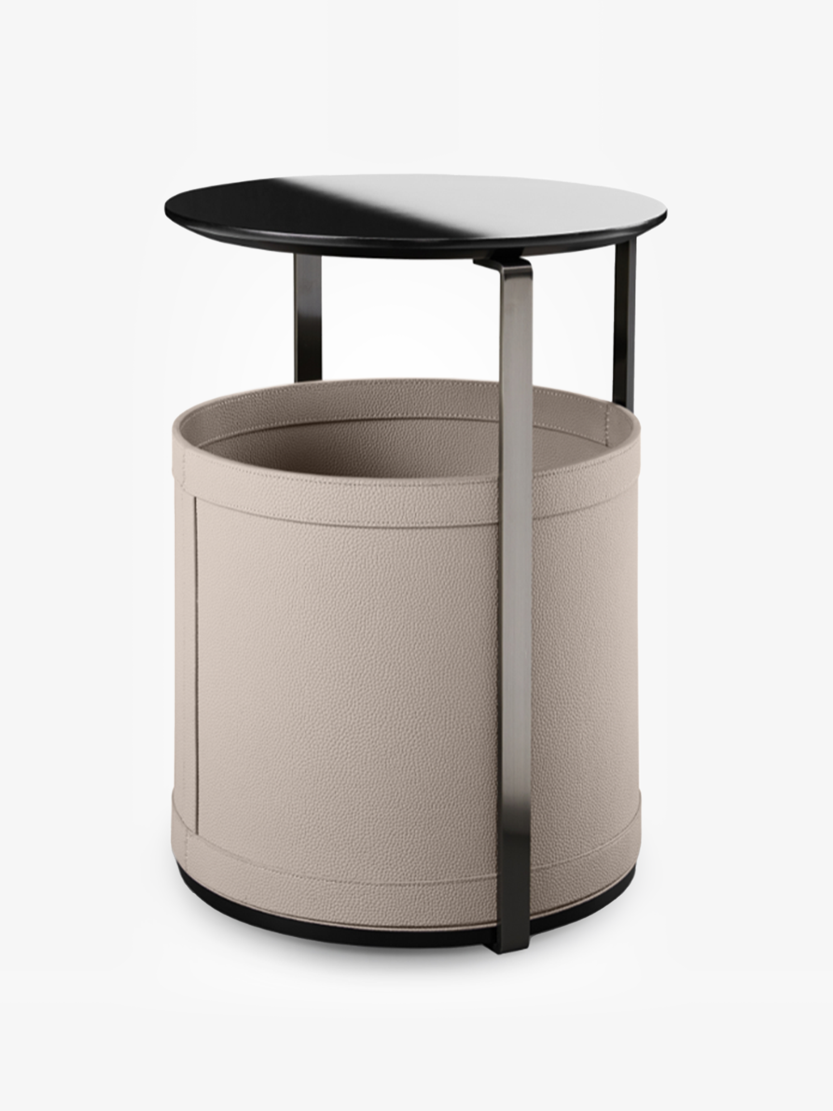 PICASSO Saddle Leather Side Table with Marble Top