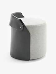 CAMILLE Saddle Leather & Fabric Dressing Ottoman Stool