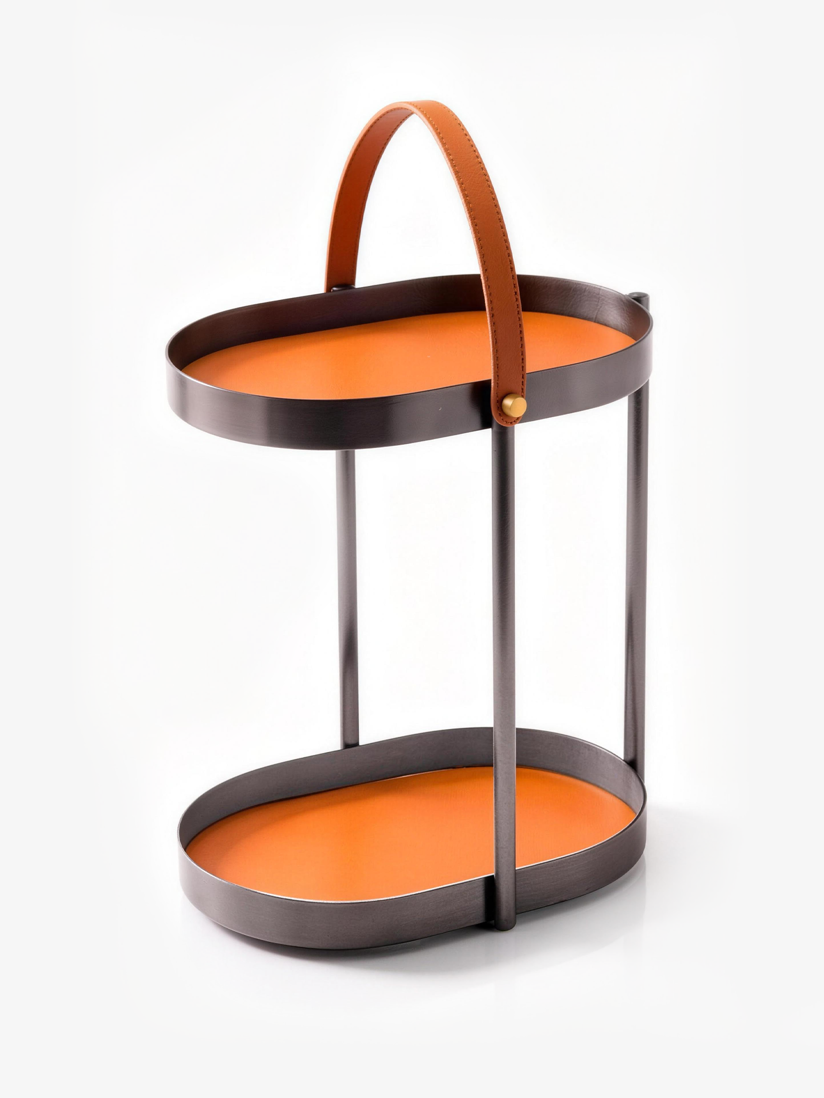 CARRY Saddle Leather & Black Titanium Side Table