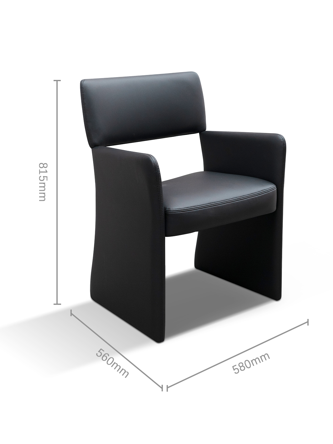 NORDEN Black Vegan Leather Dining Armchair