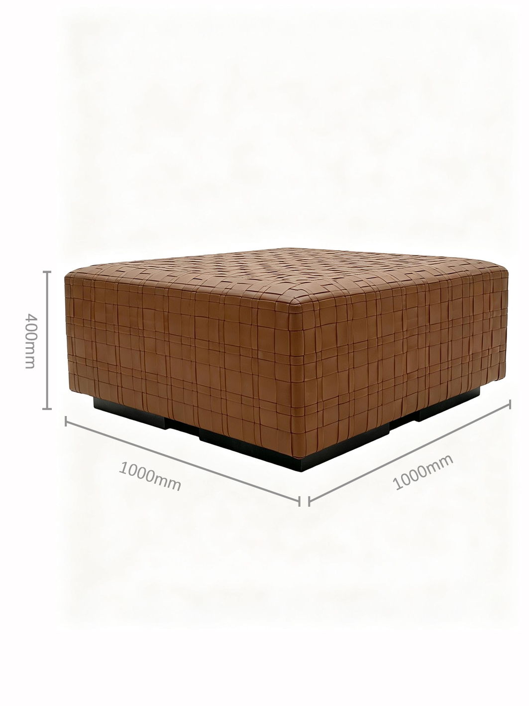 LOREN Woven Leather Large Square Ottoman