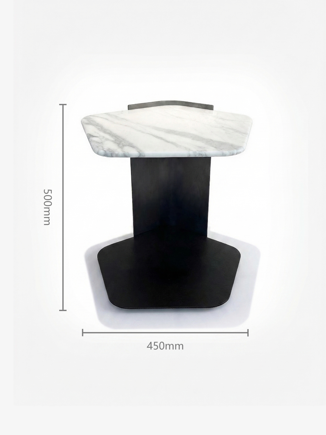 ALBA Snow White Marble Side Table with Black Titanium Base