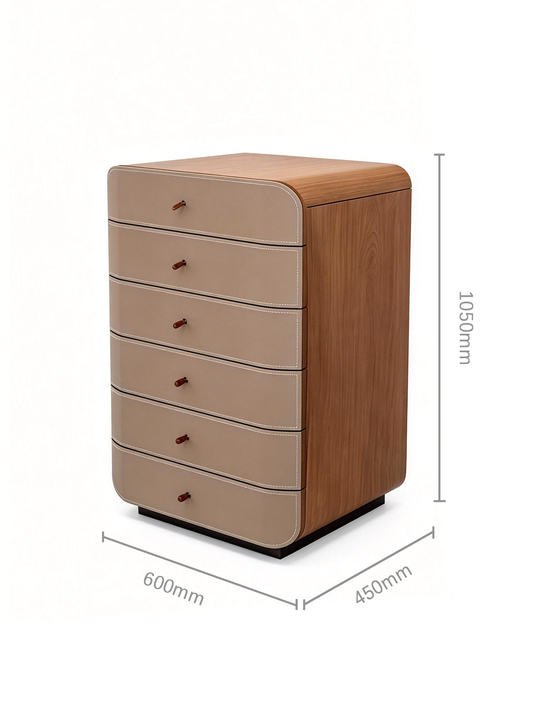 AVARO Walnut Veneer & Saddle Leather Chest of Drawers