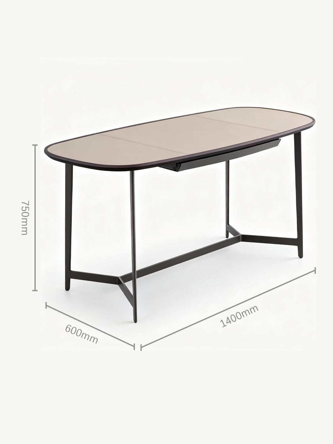 LINEA Faux Leather Desk with Smoked Wood Veneer