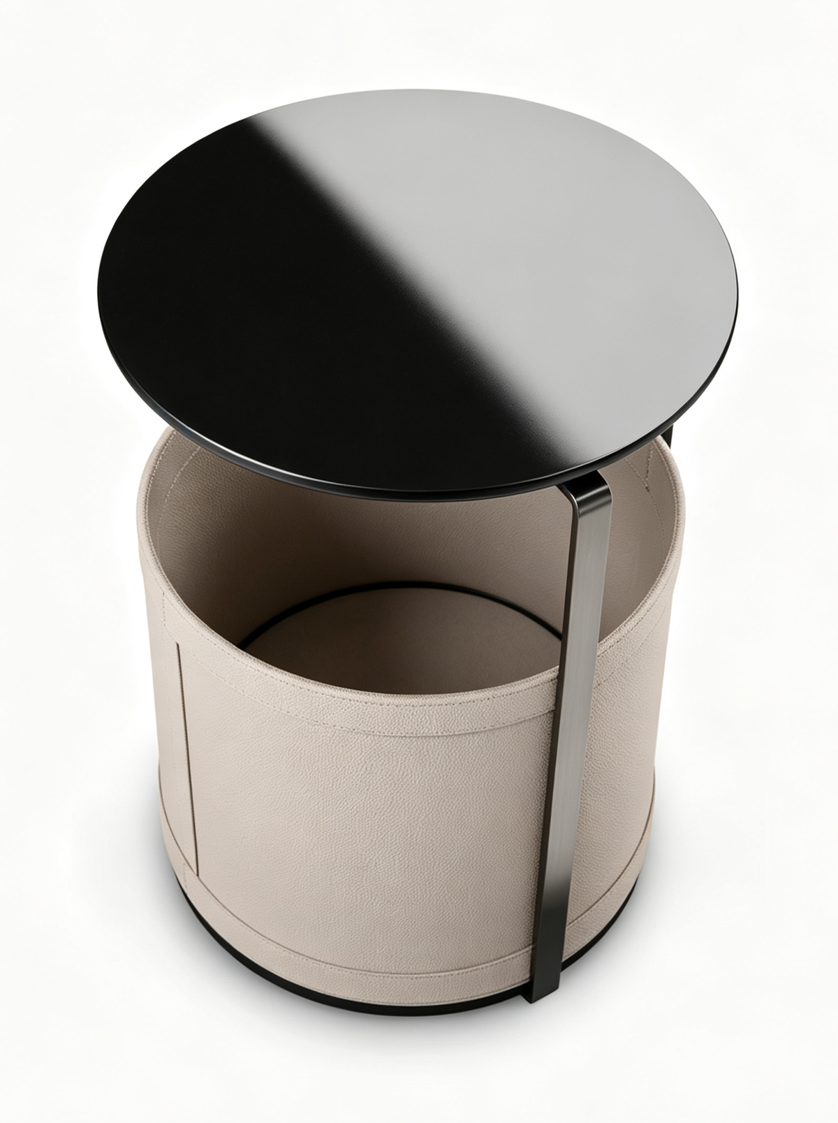 PICASSO Saddle Leather Side Table with Marble Top