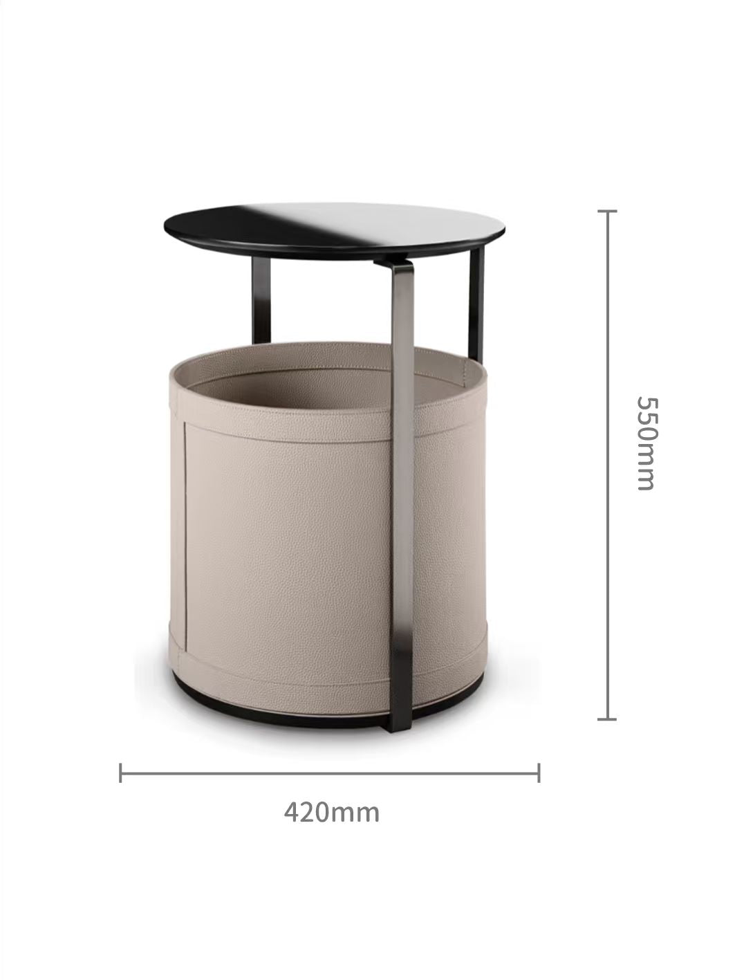 PICASSO Saddle Leather Side Table with Marble Top