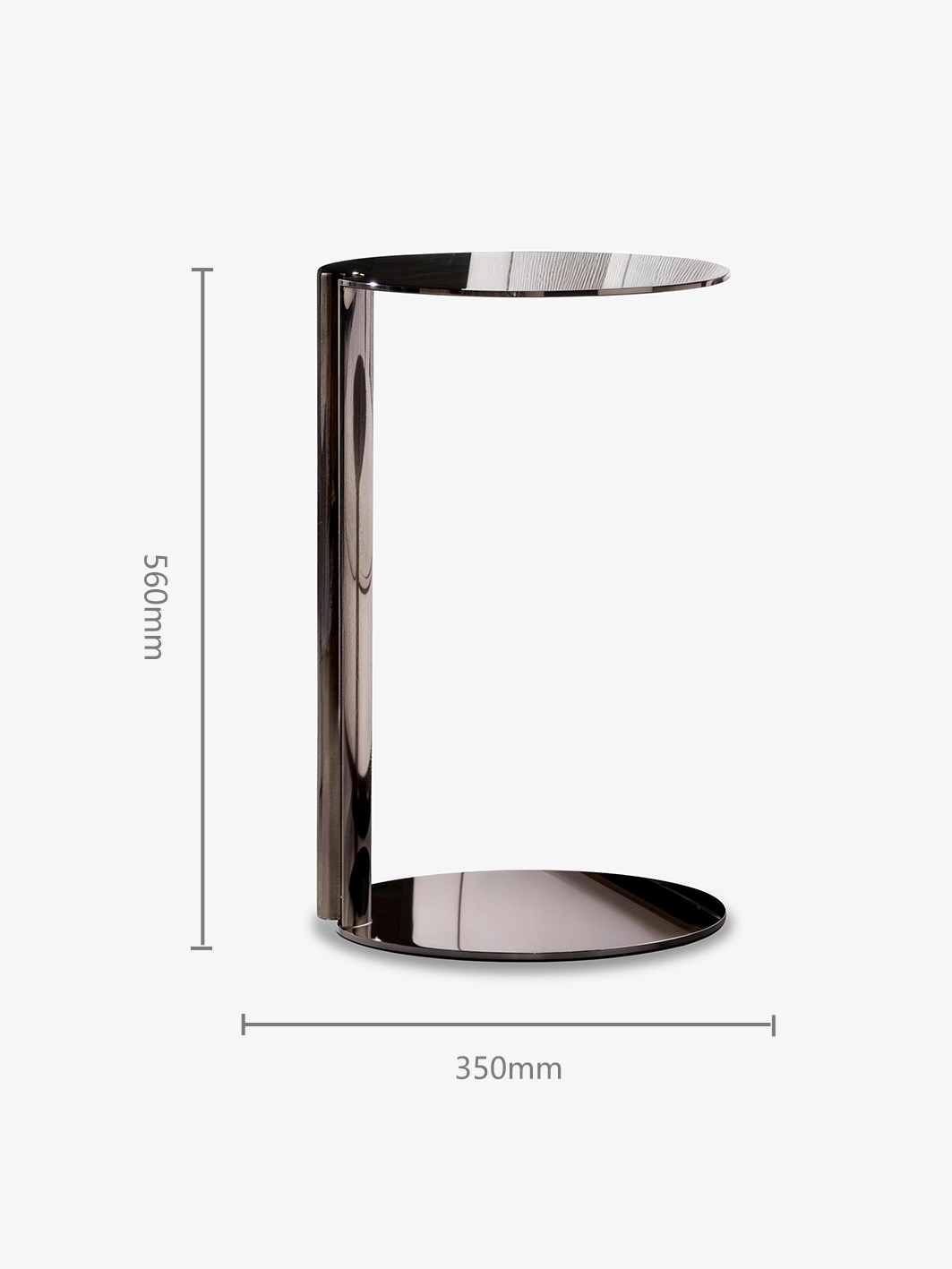 NOIR Mirror-Finish C-Shaped Side Table