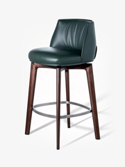 LUCAN Leather & Ash Wood Bar Stool