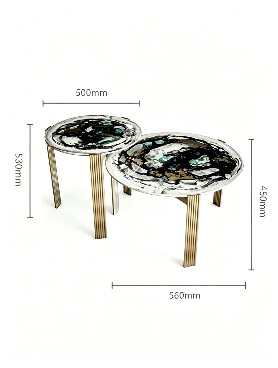 SORREN Blue Sapphire Marble Nesting Side Table Set