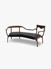 CATENA Solid Black Walnut & Leather Loveseat Bench