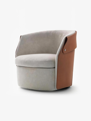 ORINO Saddle Leather Swivel Lounge Chair