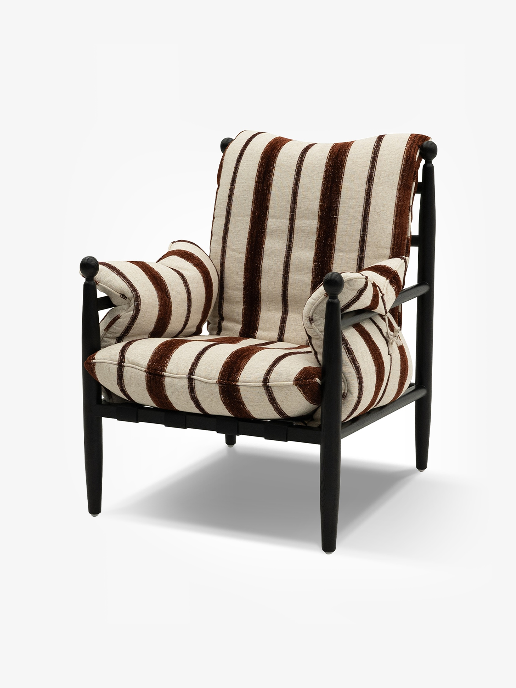 FAUVE Striped Fabric Accent Chair