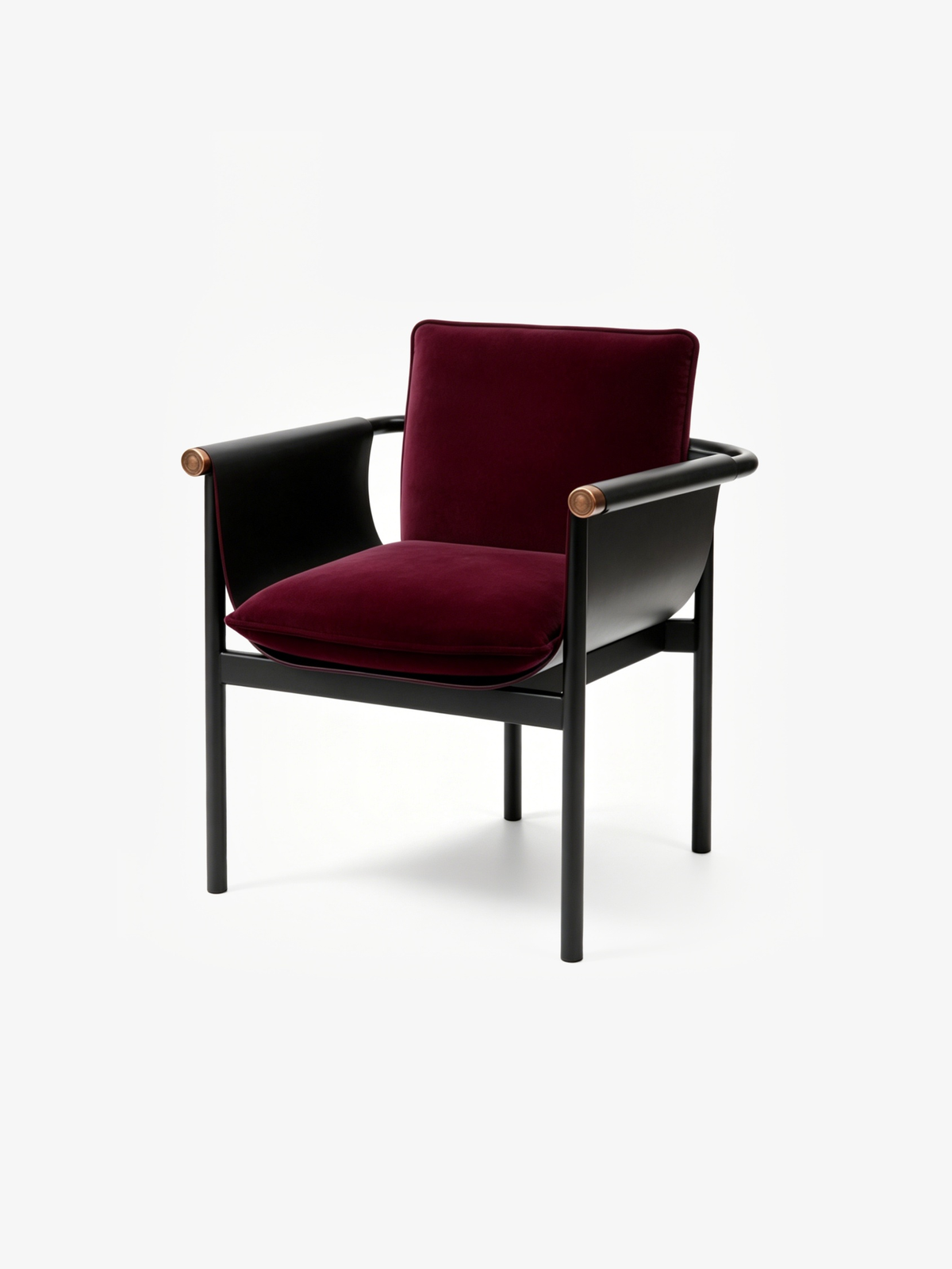 MERLOT Velvet & Saddle Leather Dining Chair