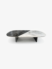 LUNA Dual-Tone Marble & Saddle Leather Coffee Table
