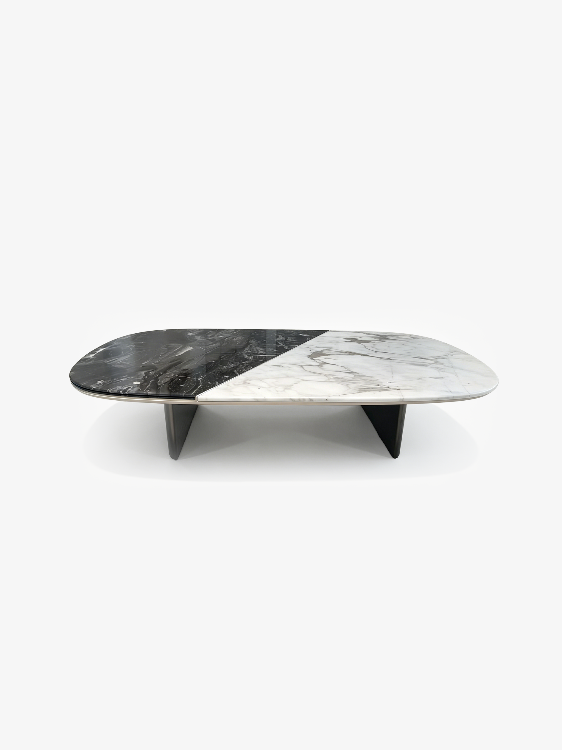LUNA Dual-Tone Marble & Saddle Leather Coffee Table